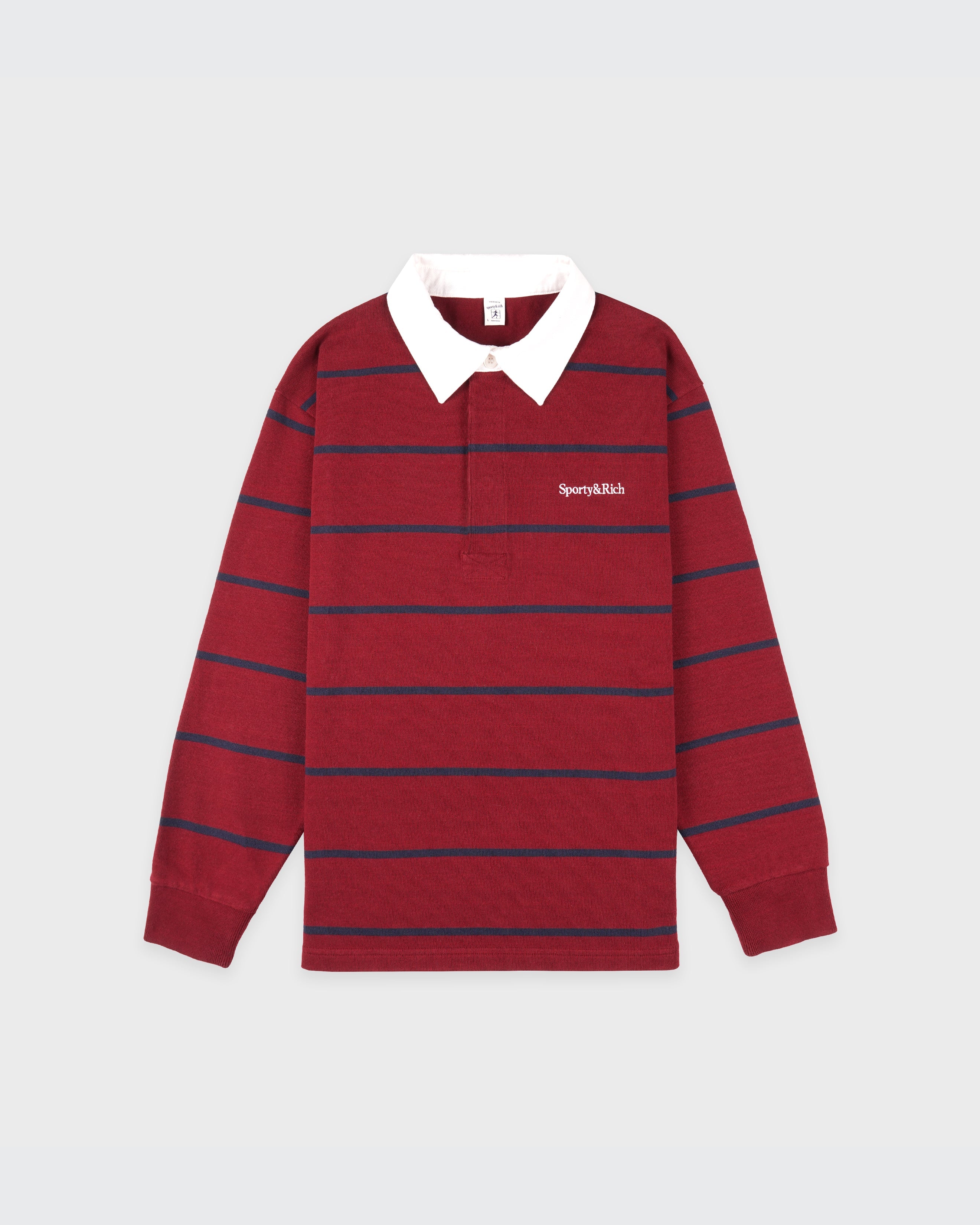 Serif Logo Rugby Polo Men - Merlot/White/Dark Navy