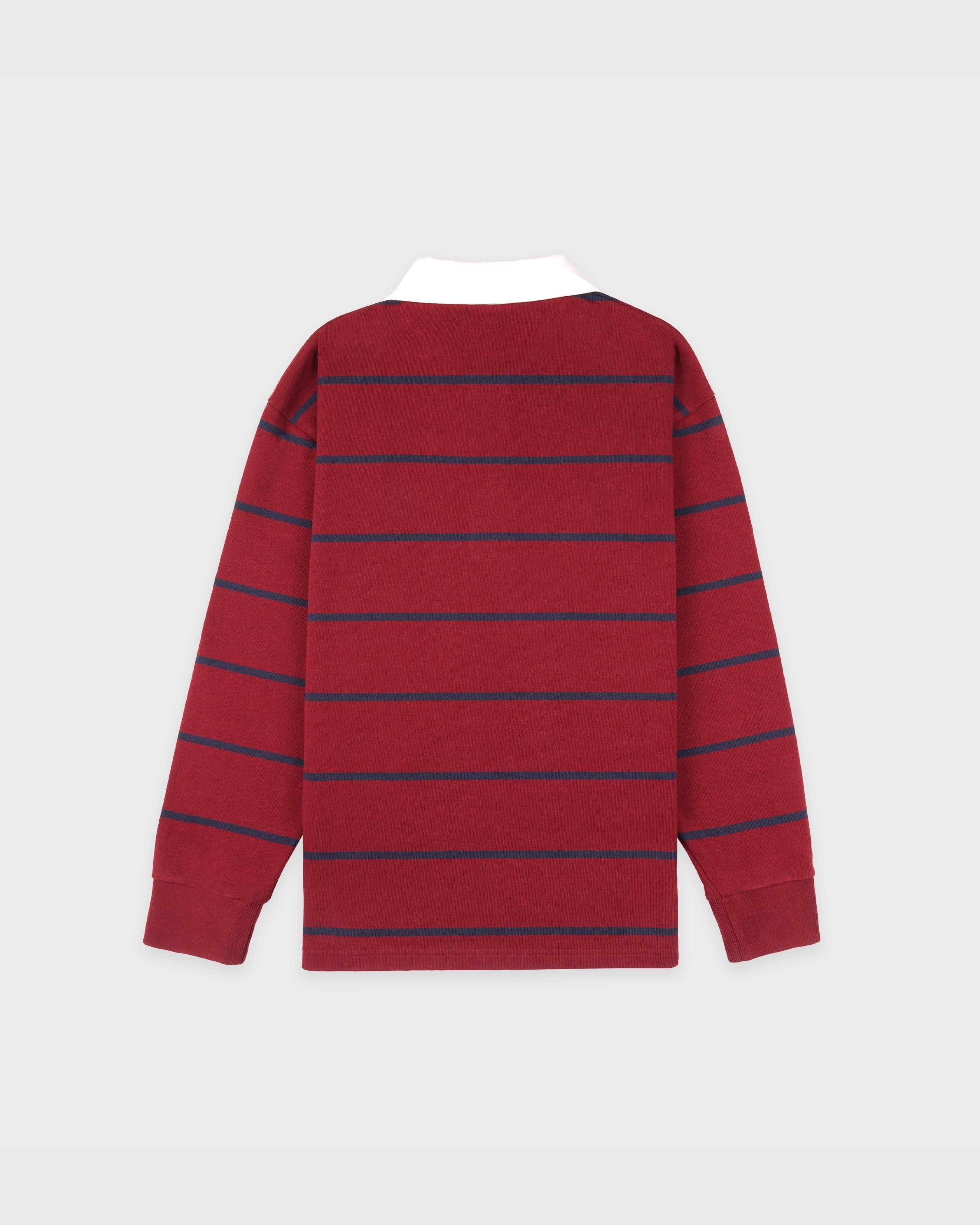 Serif Logo Rugby Polo Men - Merlot/White/Dark Navy