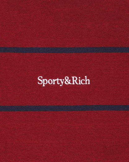 Serif Logo Rugby Polo Men - Merlot/White/Dark Navy