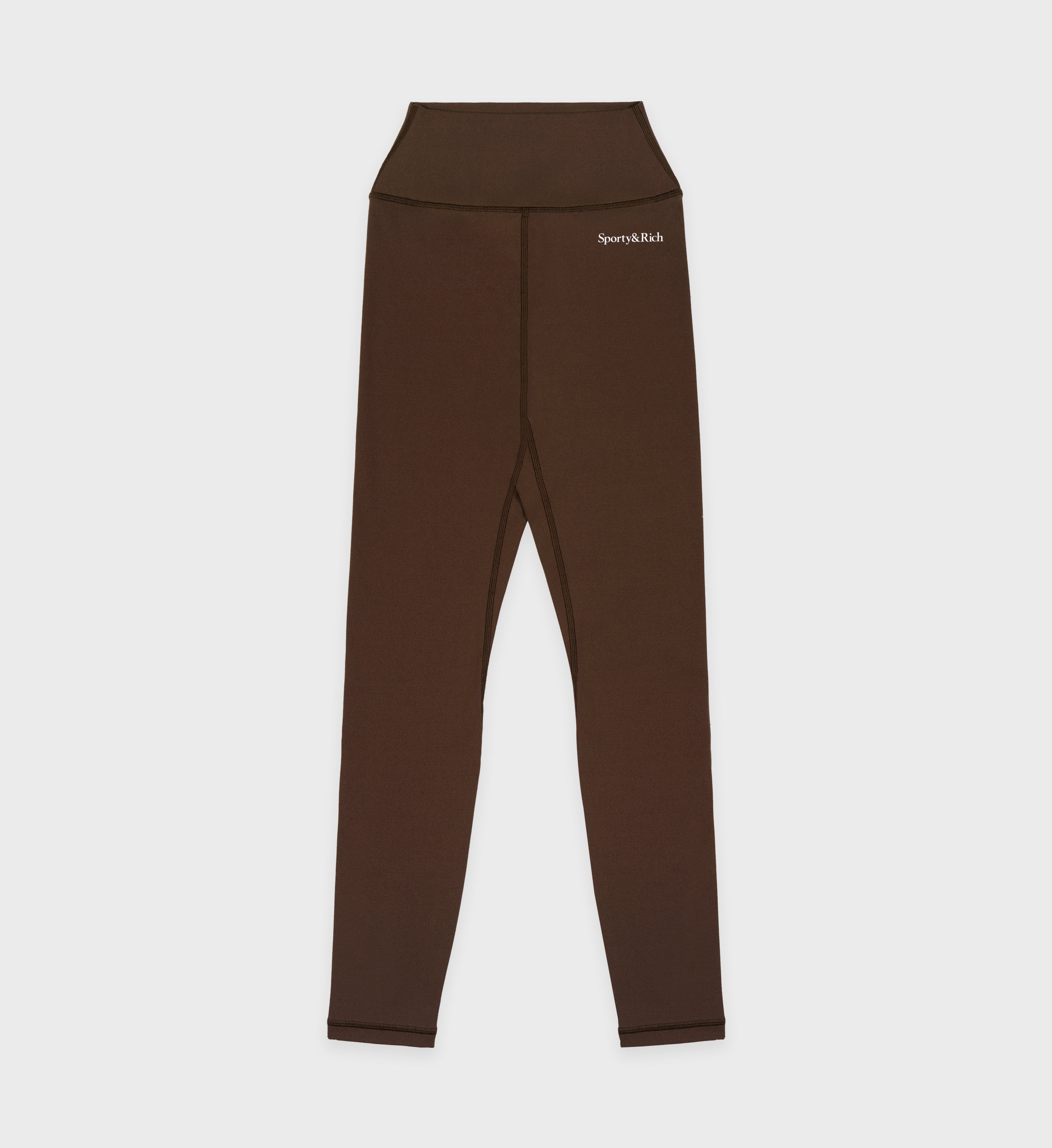 Serif Logo Legging - Chocolate/White