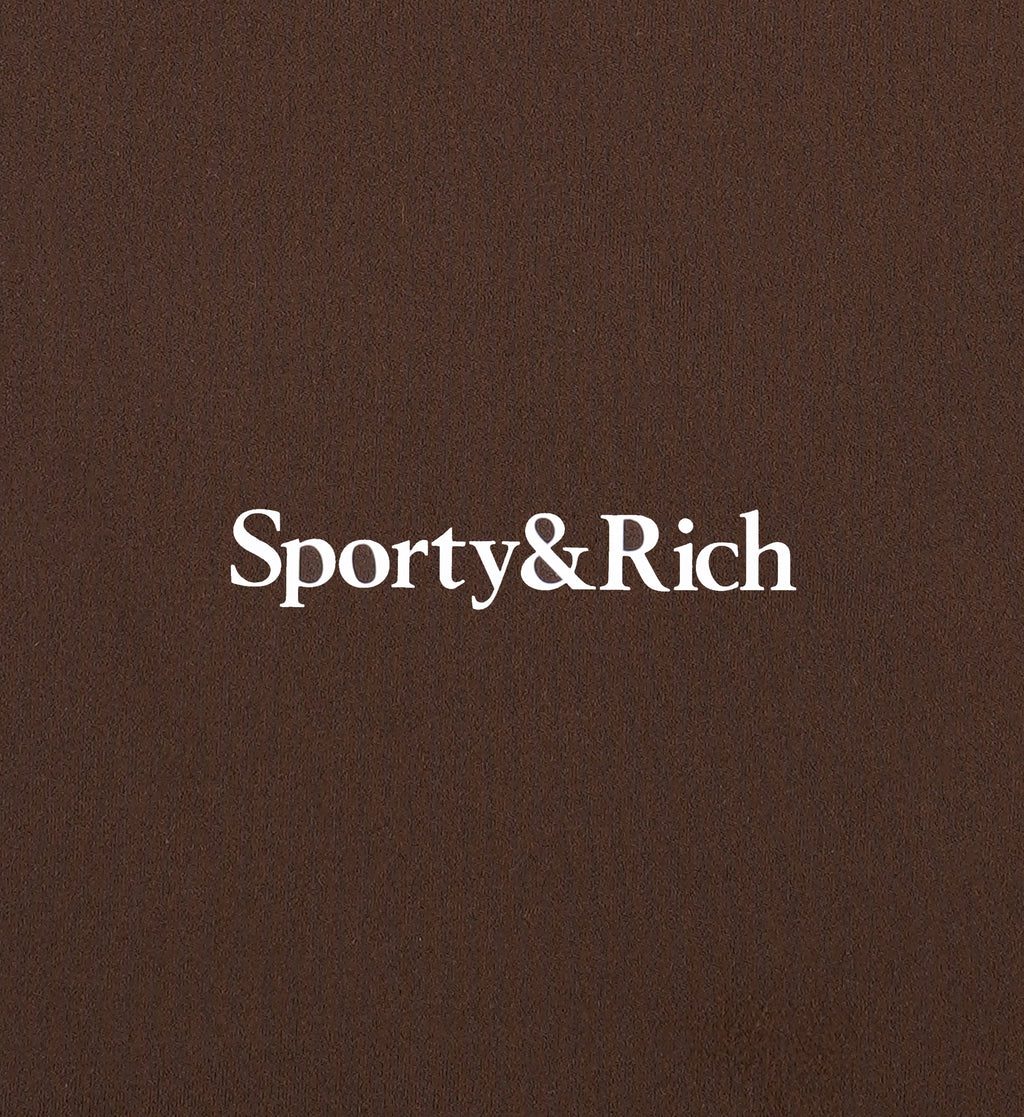 Serif Logo Legging - Chocolate/White