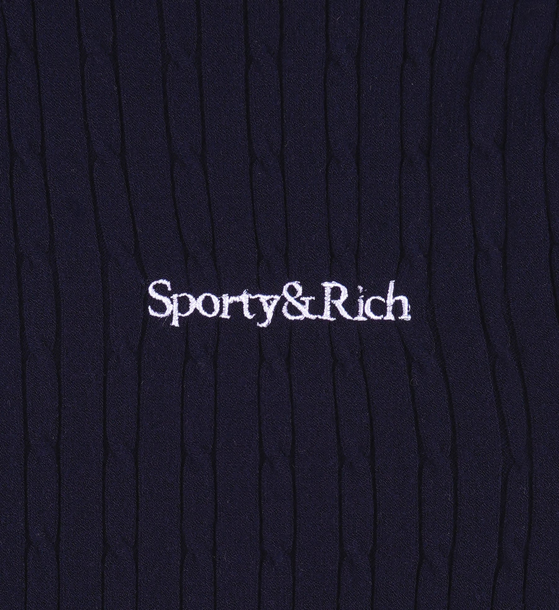 Serif Logo Mini Cable Polo - Navy/White/Ruby