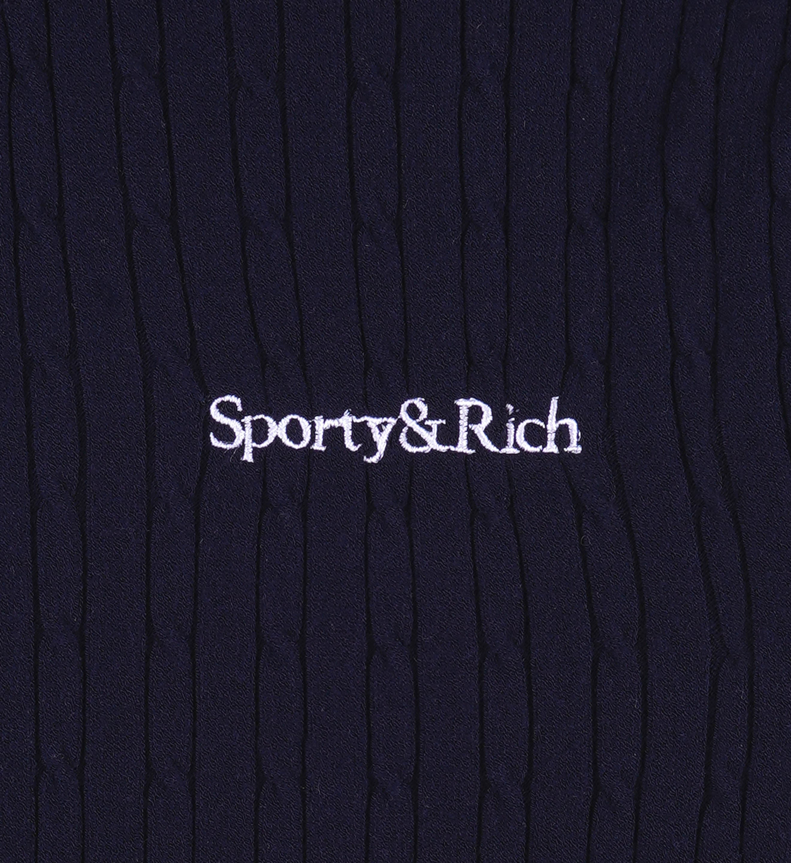 Serif Logo Mini Cable Polo - Navy/White/Ruby