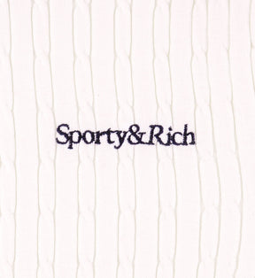 Serif Logo Mini Cable Polo - White/Navy/Ruby