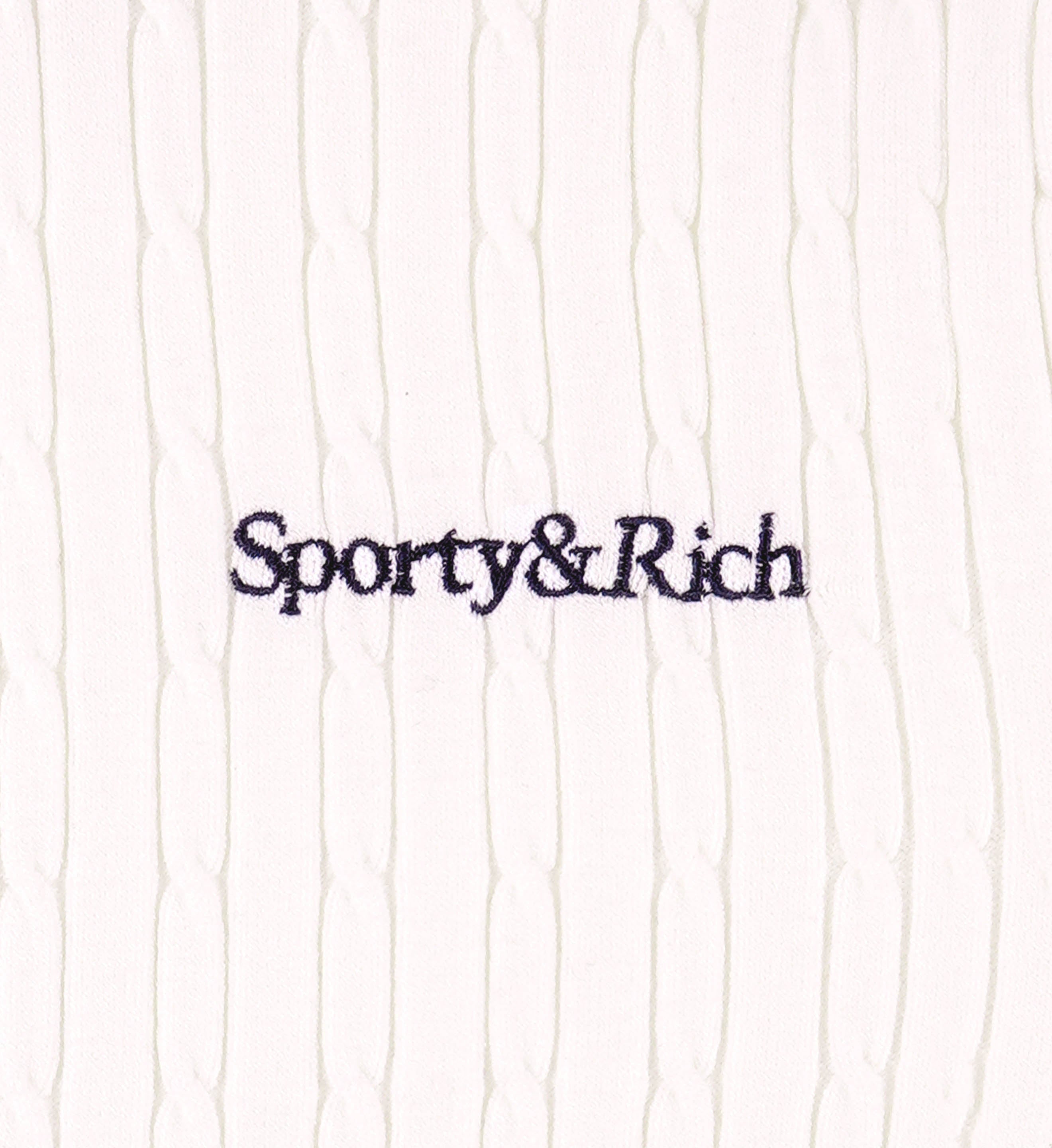 Serif Logo Mini Cable Polo - White/Navy/Ruby