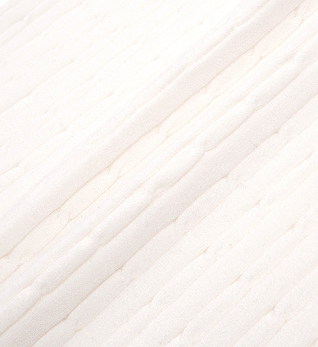 Serif Logo Mini Cable Polo - White/Navy/Ruby