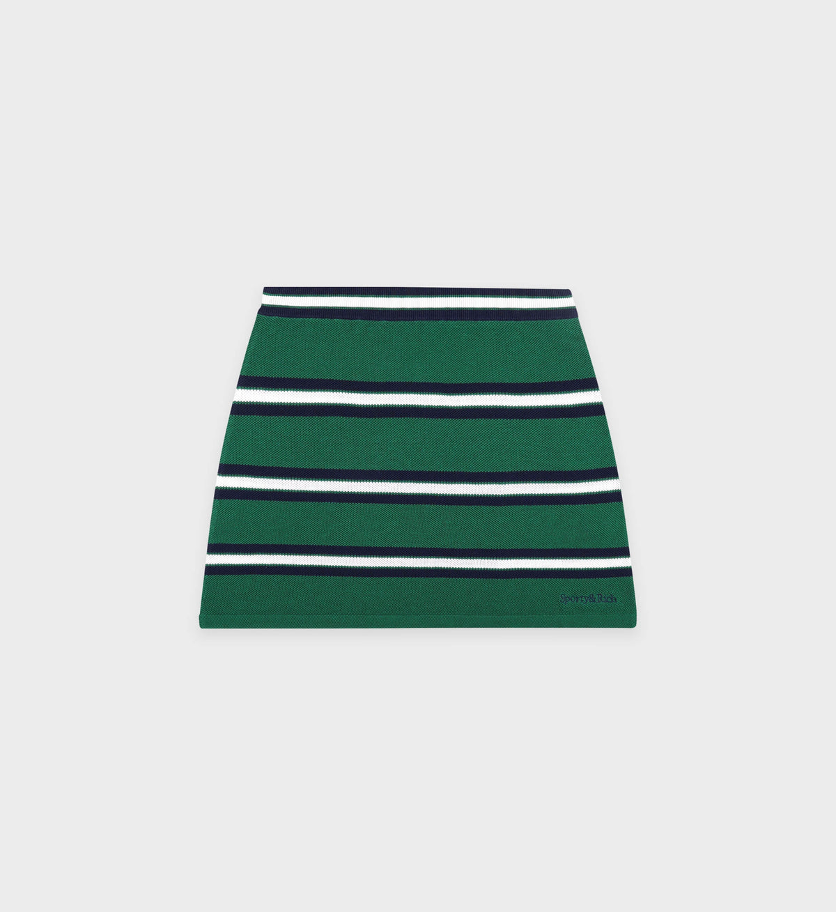 Serif Logo Silk Pique Aline Skirt - Alpine/White/Navy