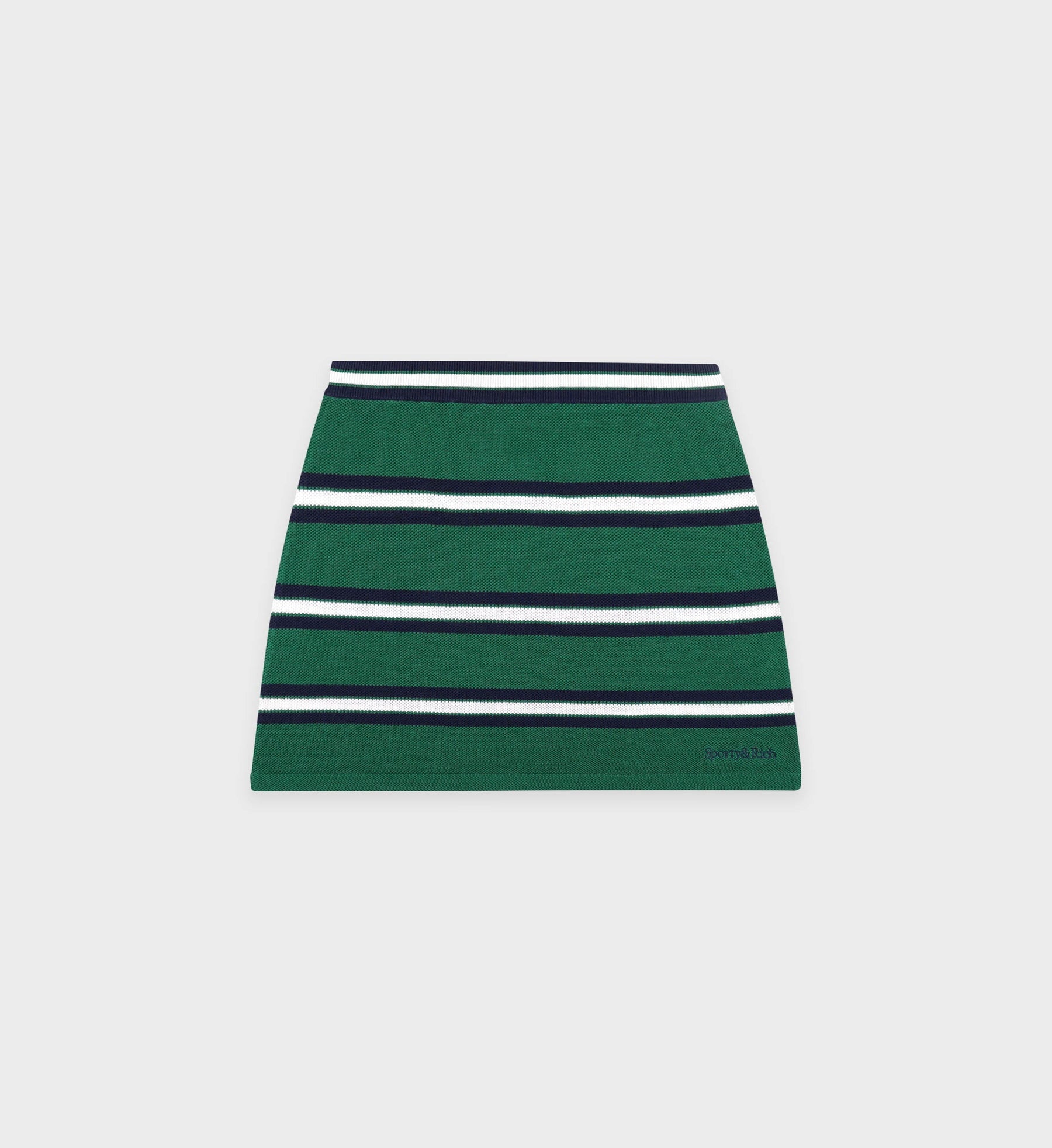 Serif Logo Silk Pique Aline Skirt - Alpine/White/Navy