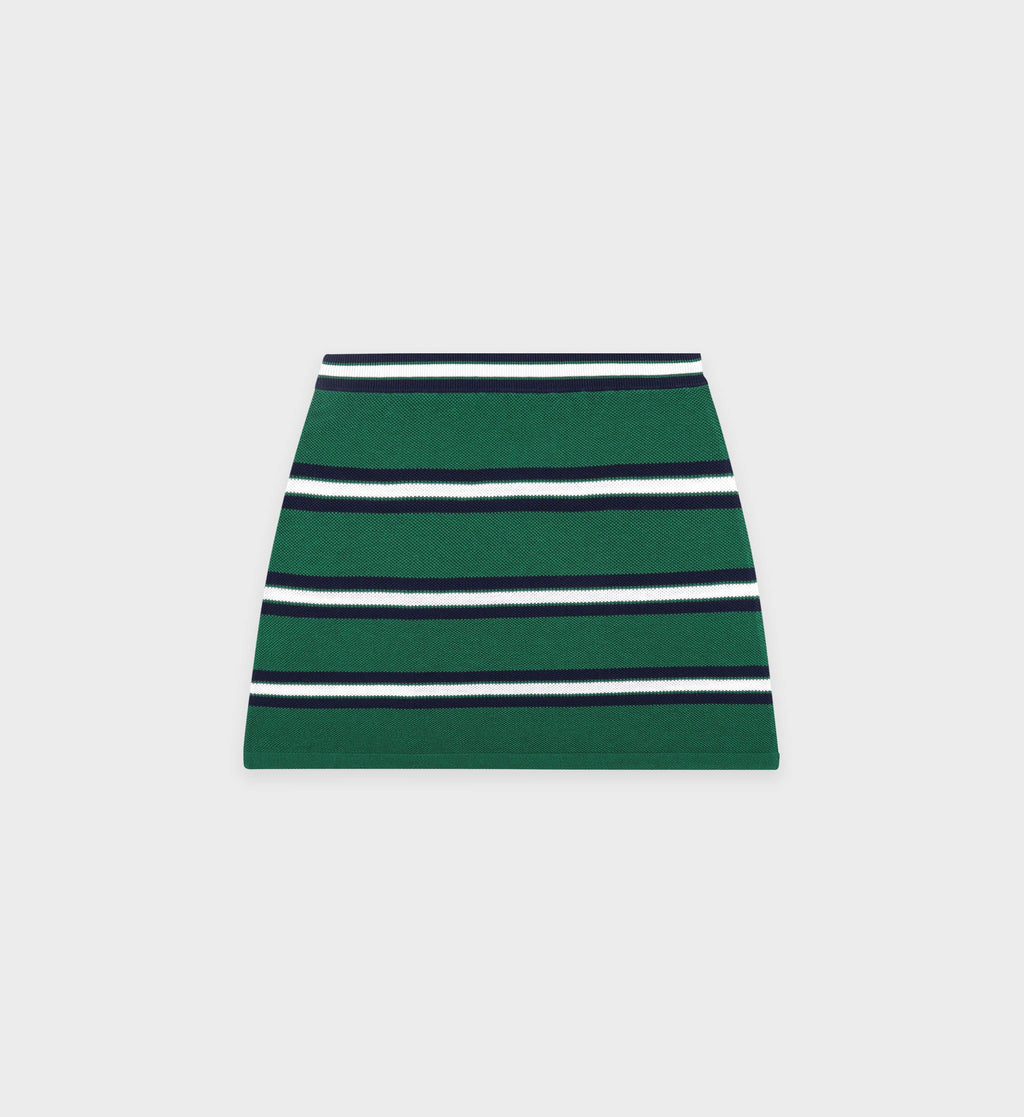 Serif Logo Silk Pique Aline Skirt - Alpine/White/Navy