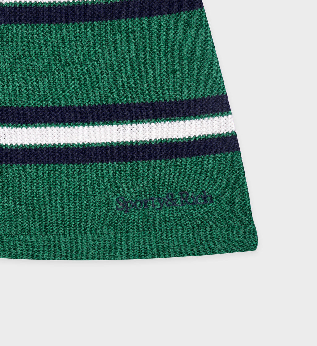 Serif Logo Silk Pique Aline Skirt - Alpine/White/Navy