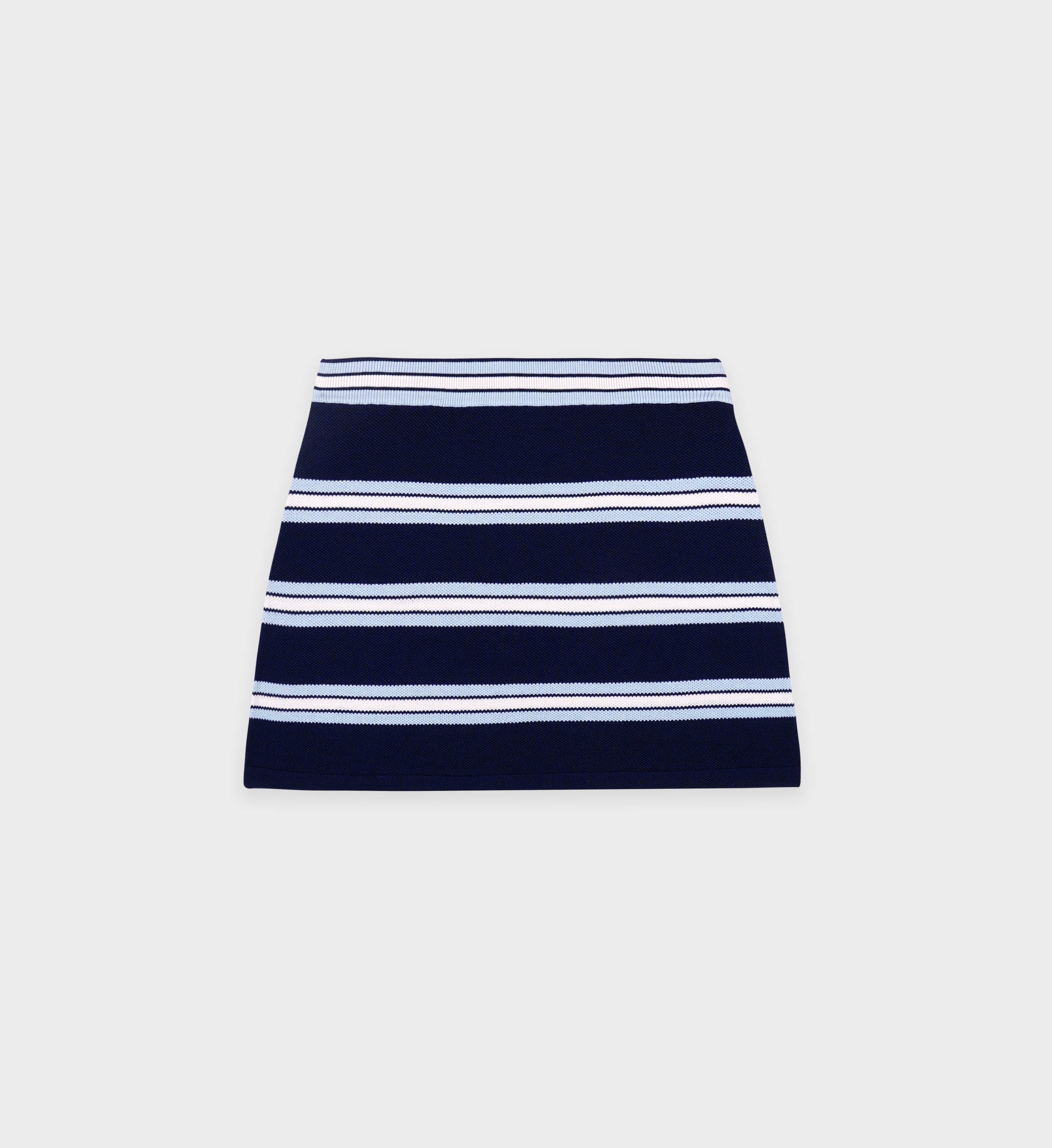 Serif Logo Silk Pique Aline Skirt - Navy/White/Flax Blue