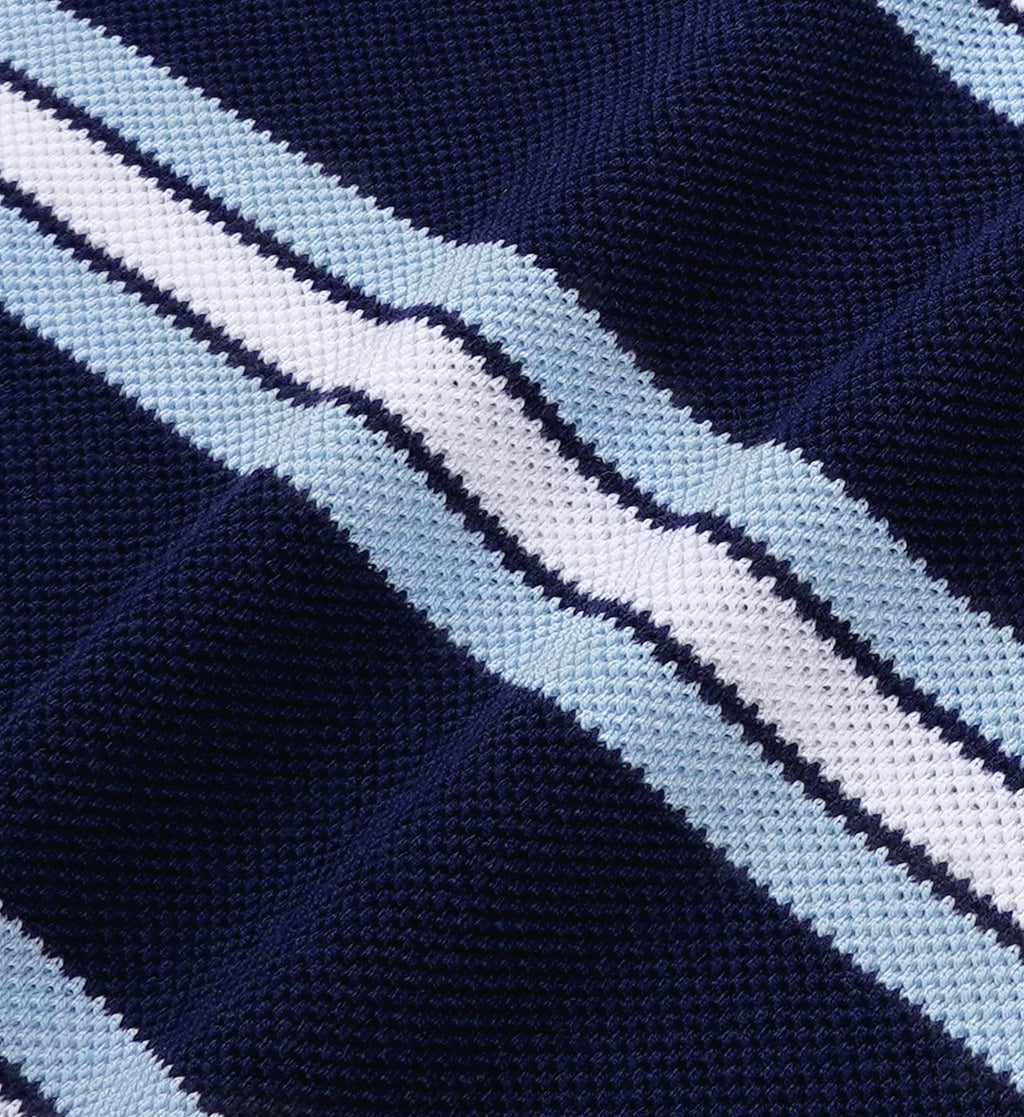 Serif Logo Silk Pique Aline Skirt - Navy/White/Flax Blue