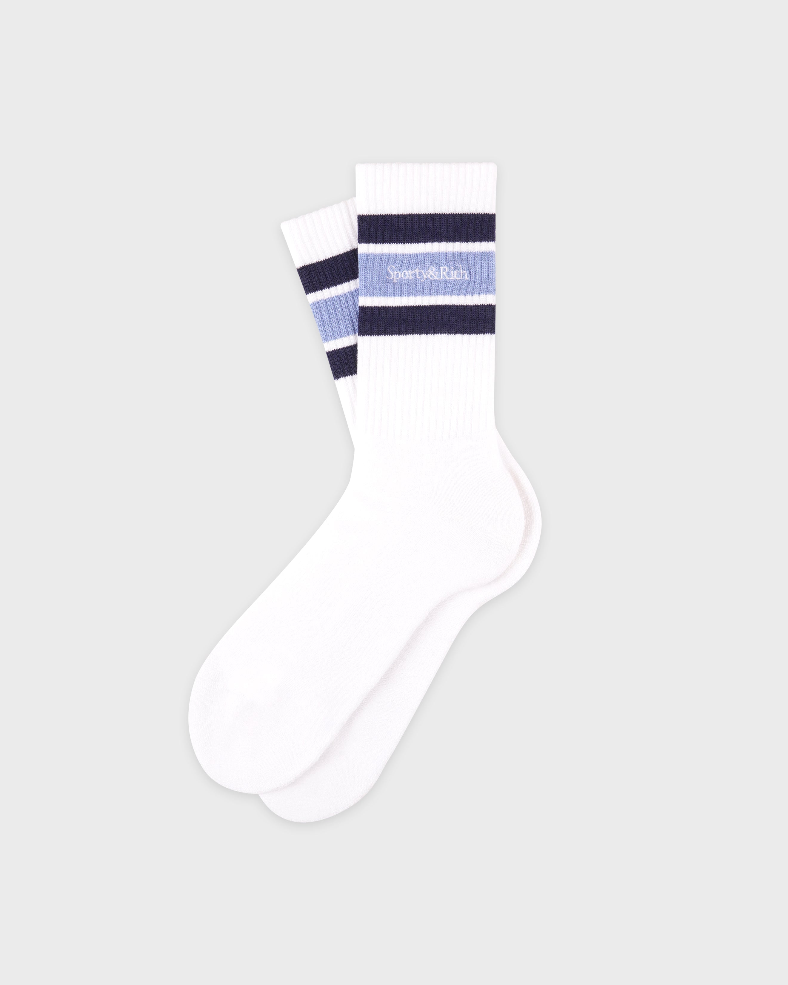 Serif Logo Socks - White/Navy/Colony