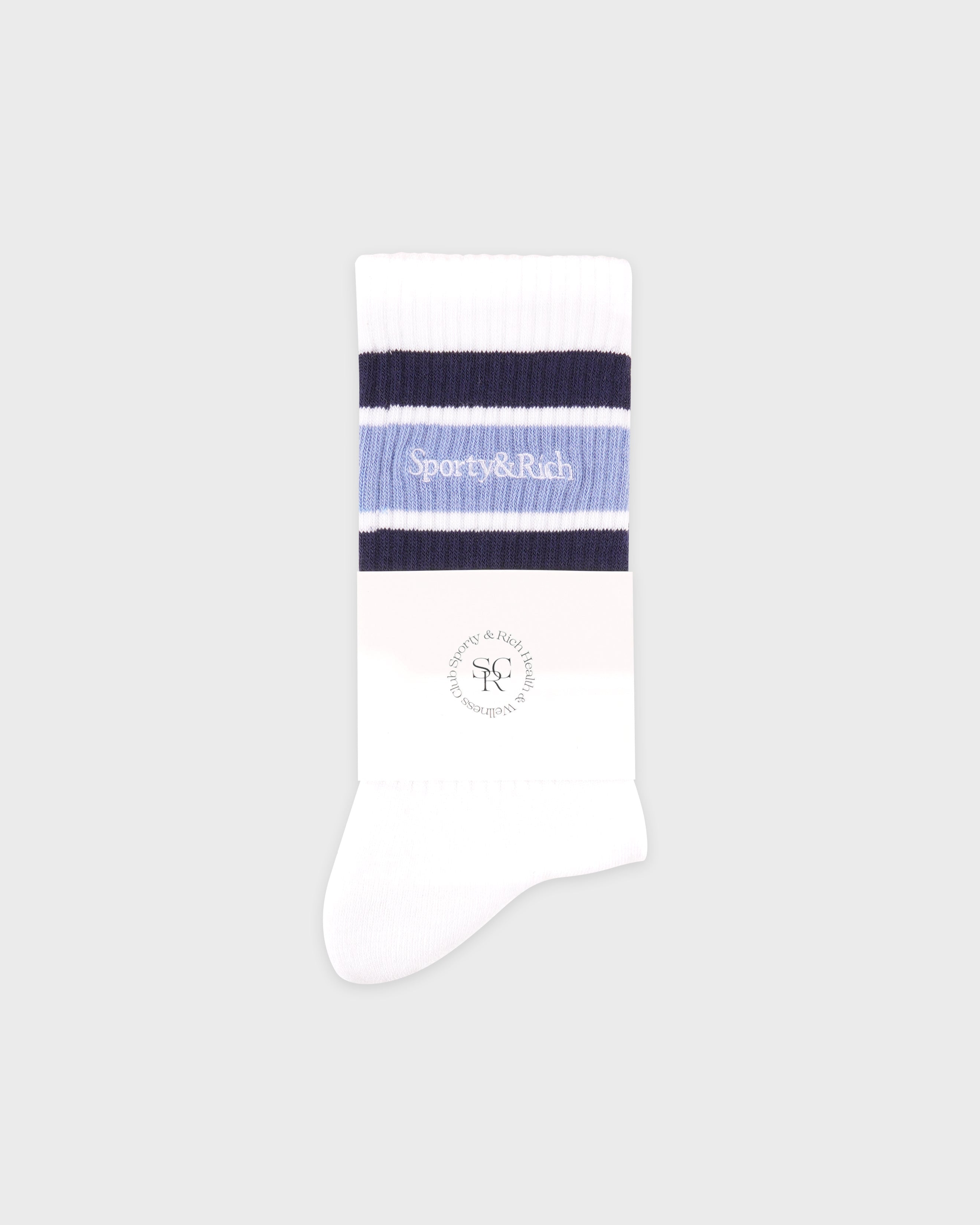 Serif Logo Socks - White/Navy/Colony