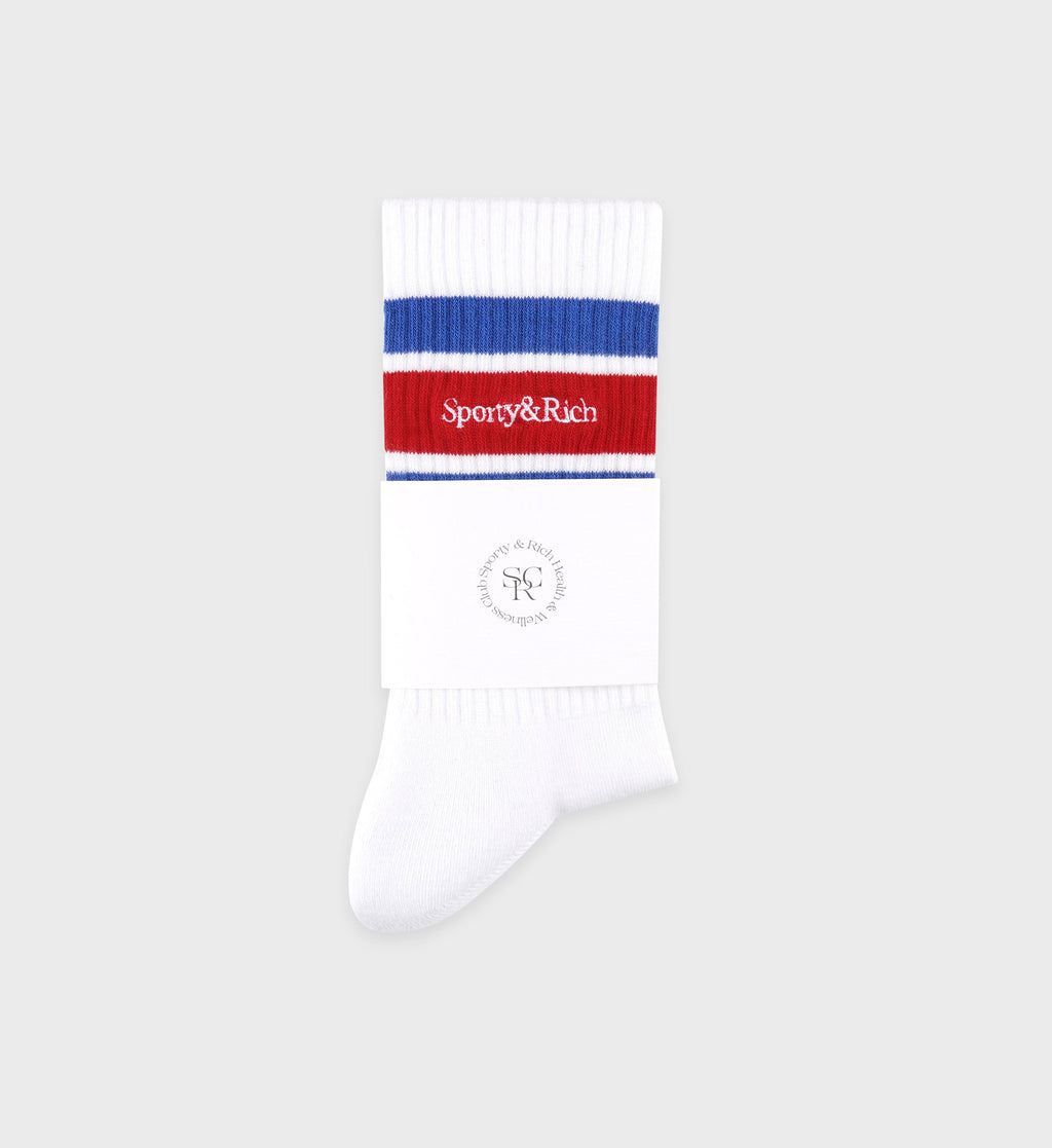 Serif Logo Socks - White/Team Blue/Ruby