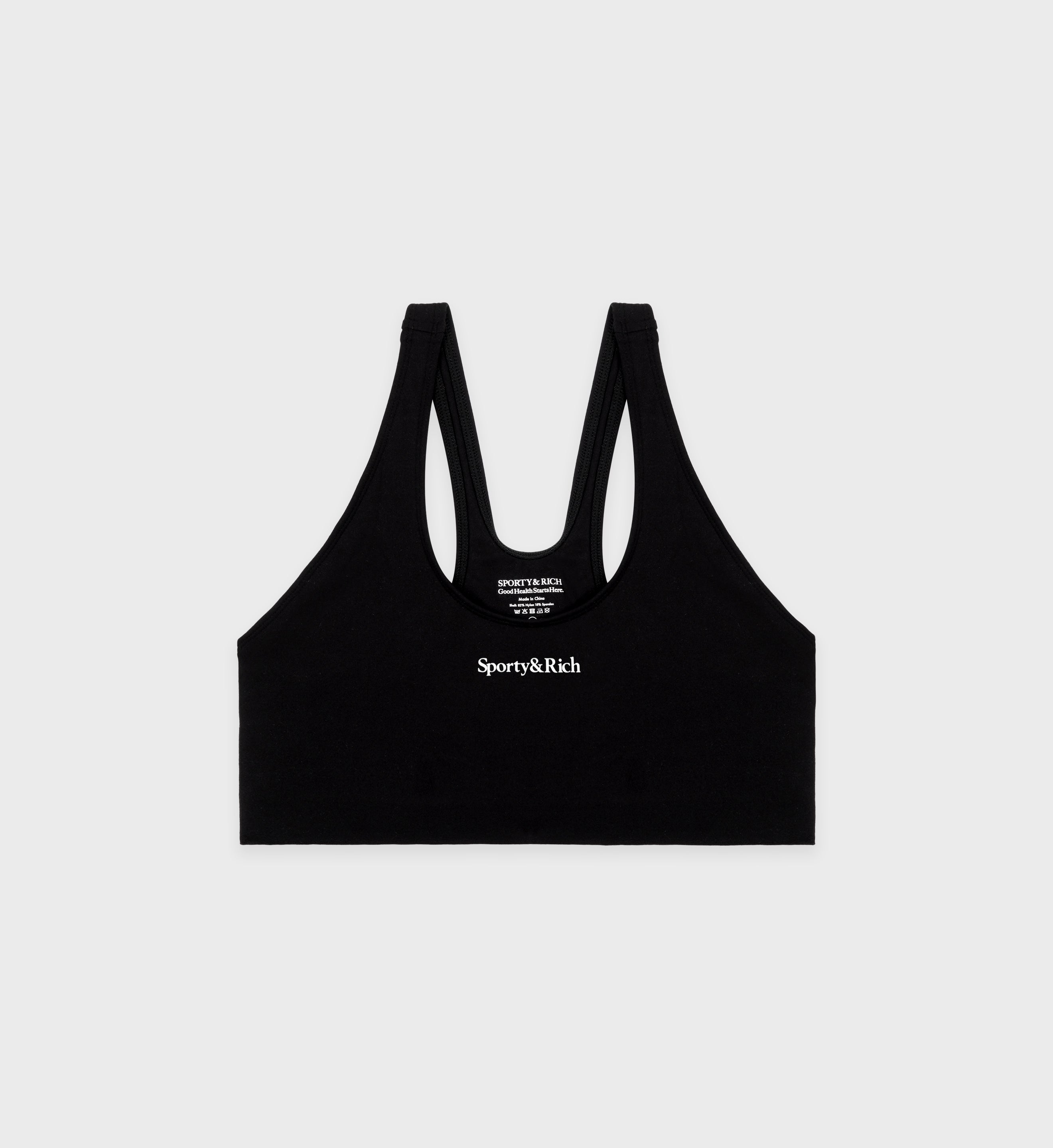Serif Logo Sport Bra - Black/White