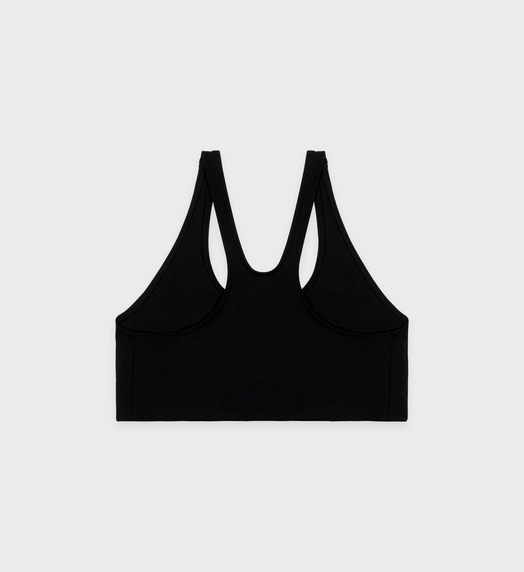 Serif Logo Sport Bra - Black/White