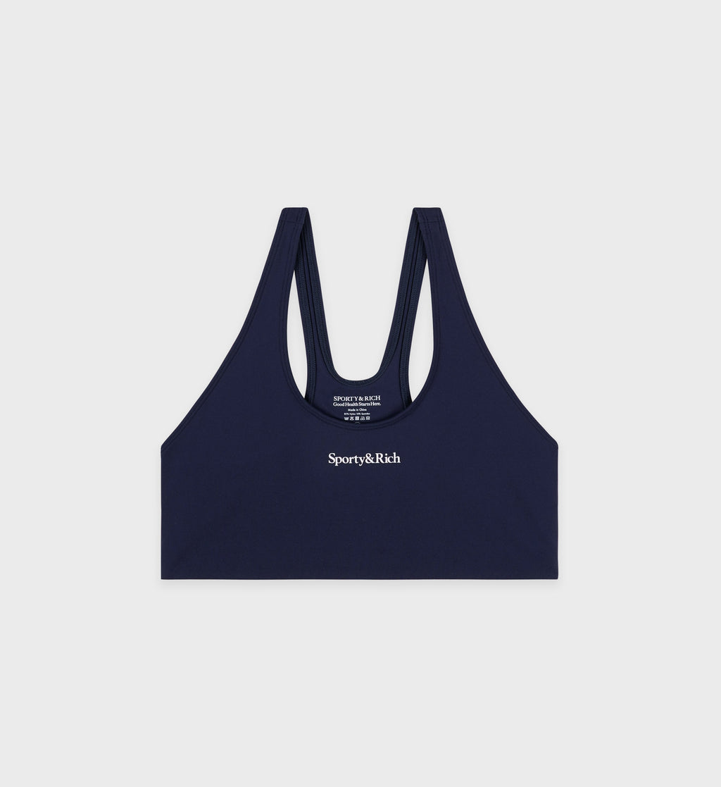 Serif Logo Sports Bra - Navy/White