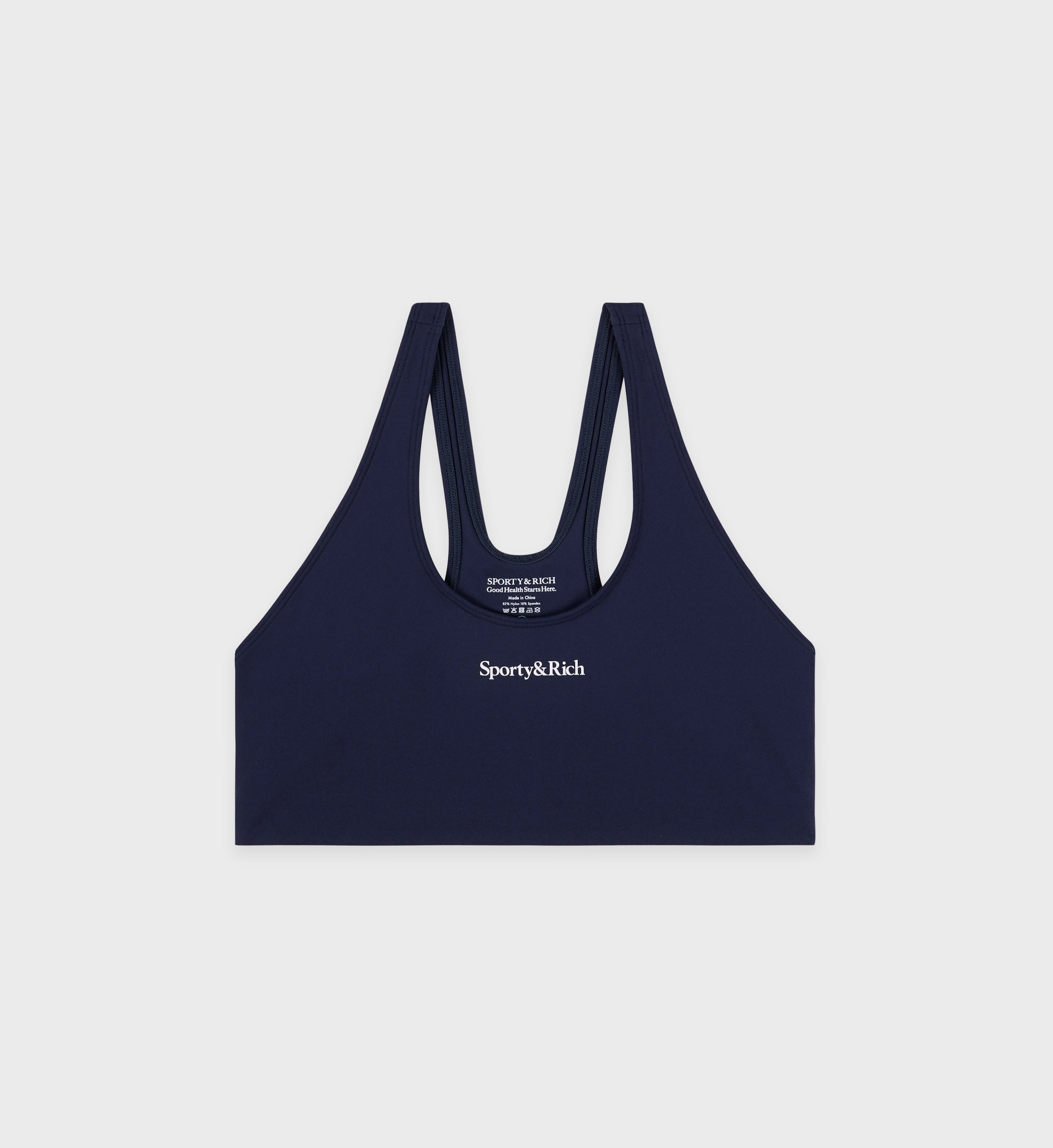 Serif Logo Sports Bra - Navy/White