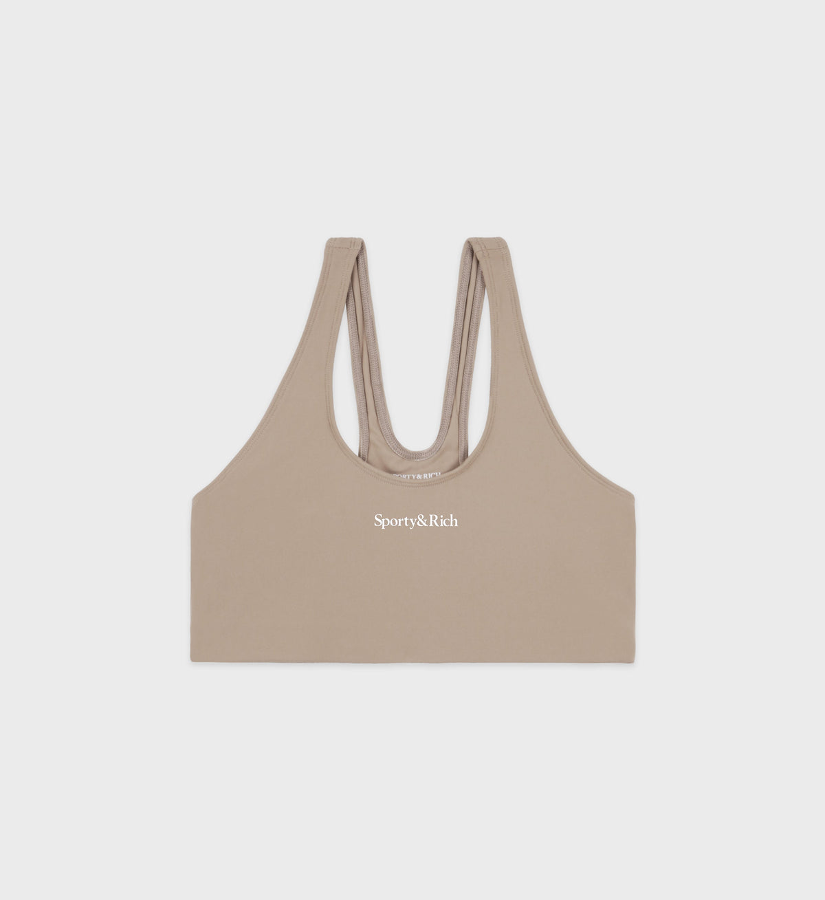 Serif Logo Sport Bra - Elephant/White
