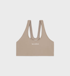 Serif Logo Sport Bra - Elephant/White