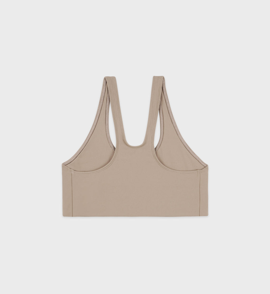 Serif Logo Sport Bra - Elephant/White