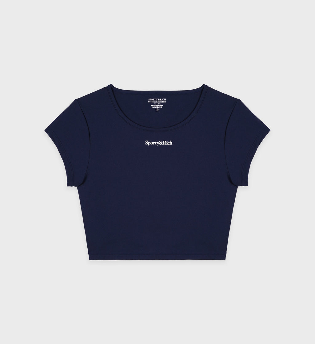 Serif Logo Training Tee - Navy/White