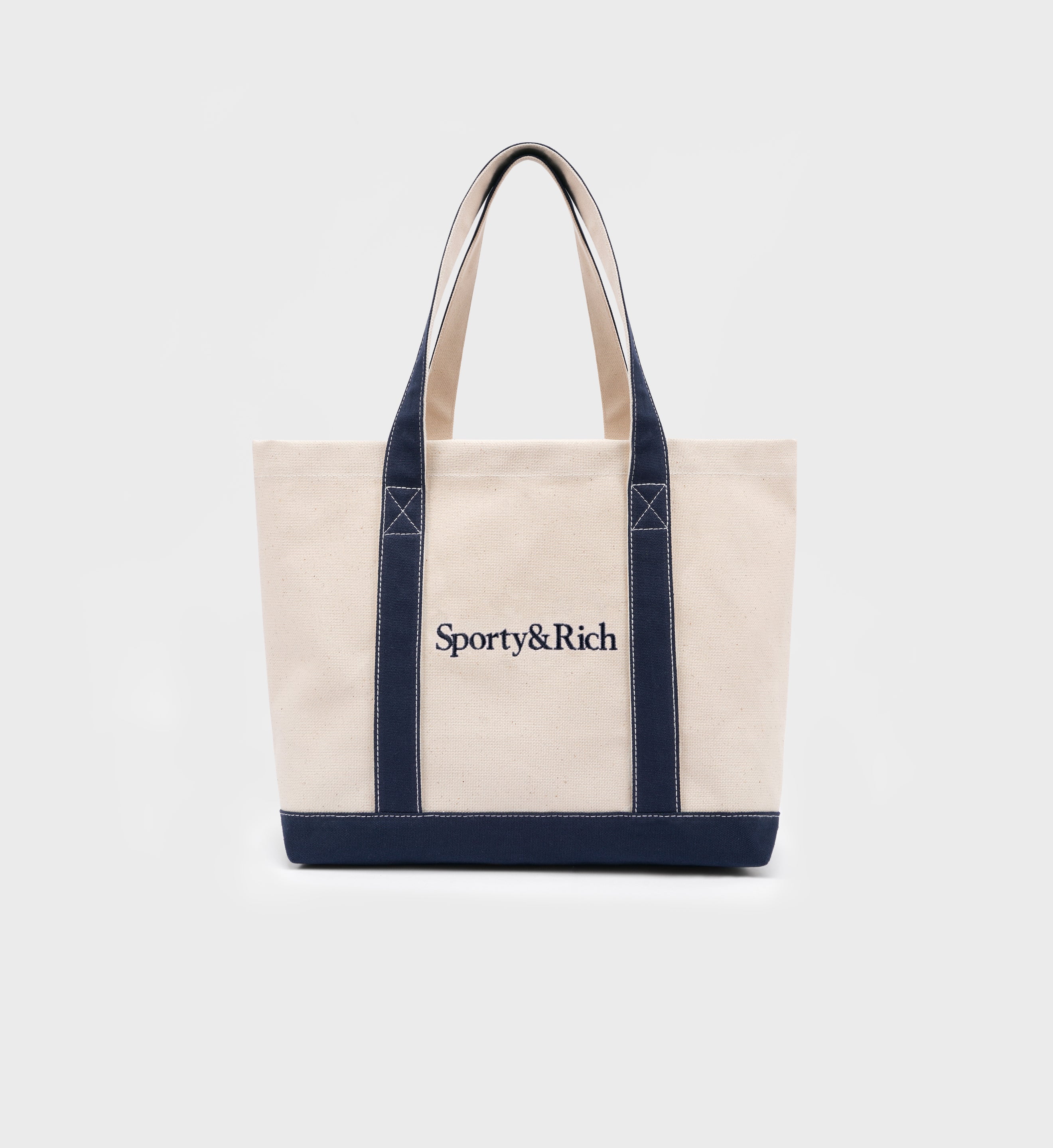 Serif Logo Tote Bag - Natural/Navy