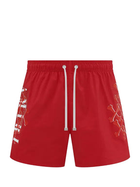 Amiri Bones Printed Swim Shorts in Red