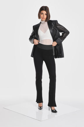 SHEER NET SLEEVELESS TURTLENECK TOP