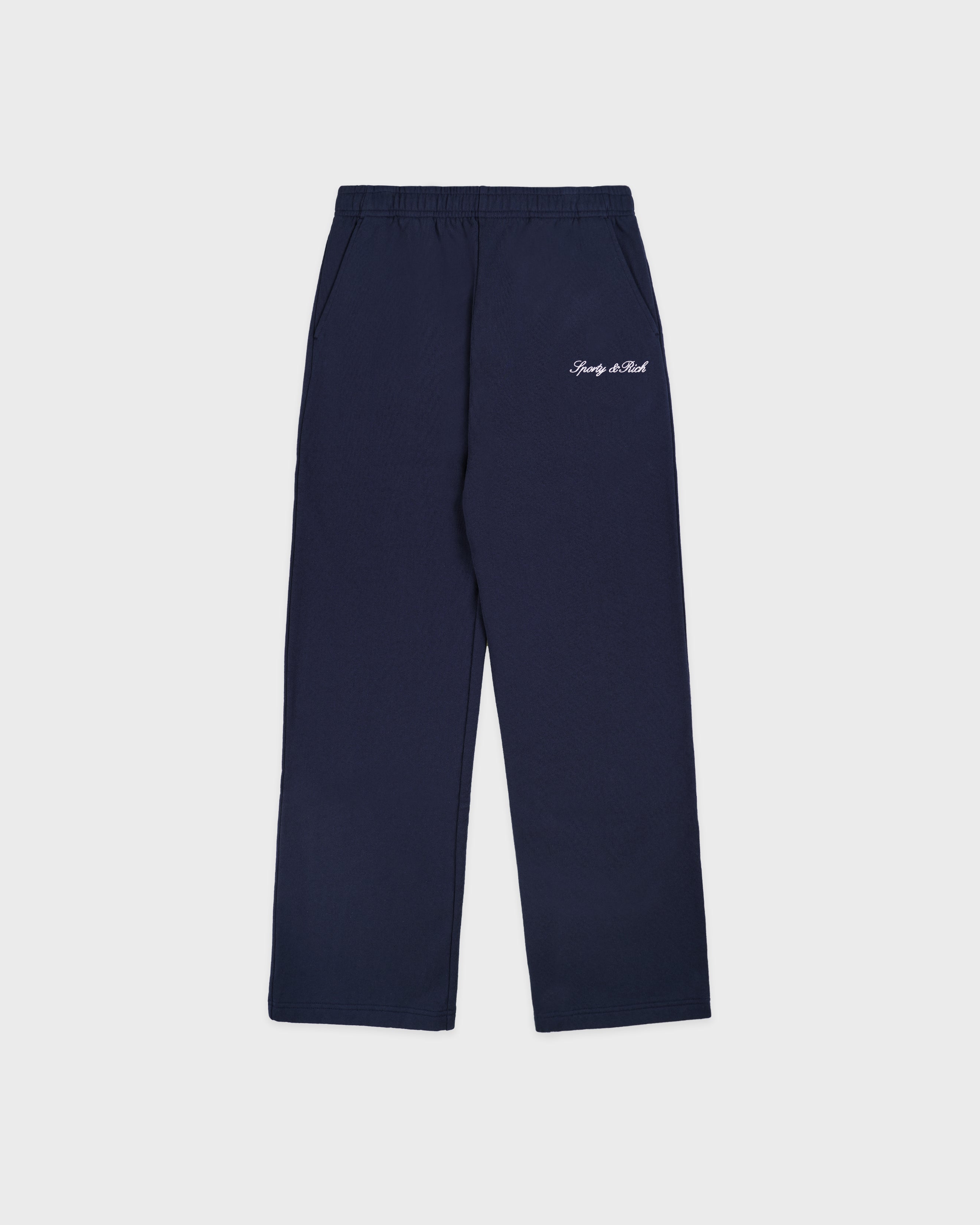 Signature Logo Embroidered Wide Sweatpant - Navy/White
