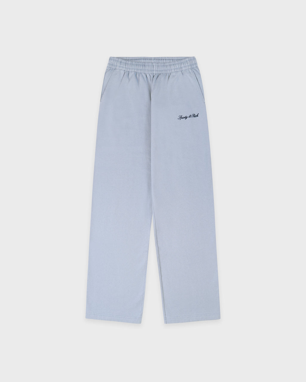 Signature Logo Embroidered Wide Sweatpant - Faded Blue/Navy