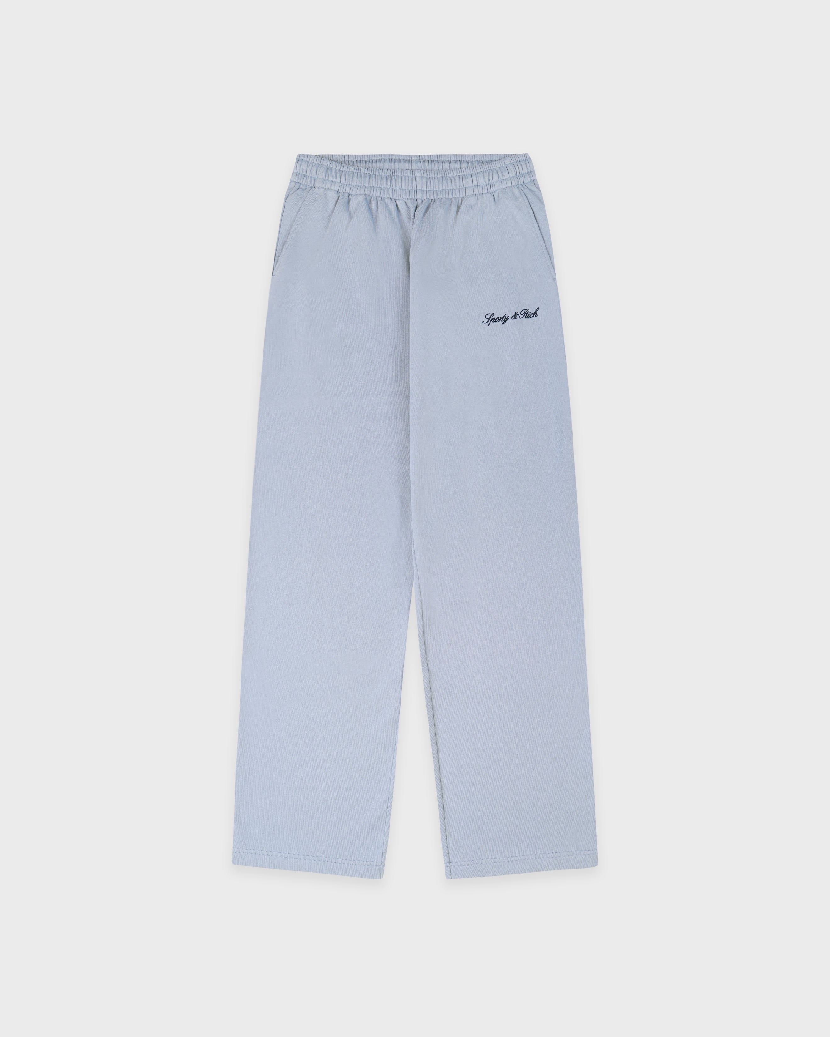 Signature Logo Embroidered Wide Sweatpant - Faded Blue/Navy