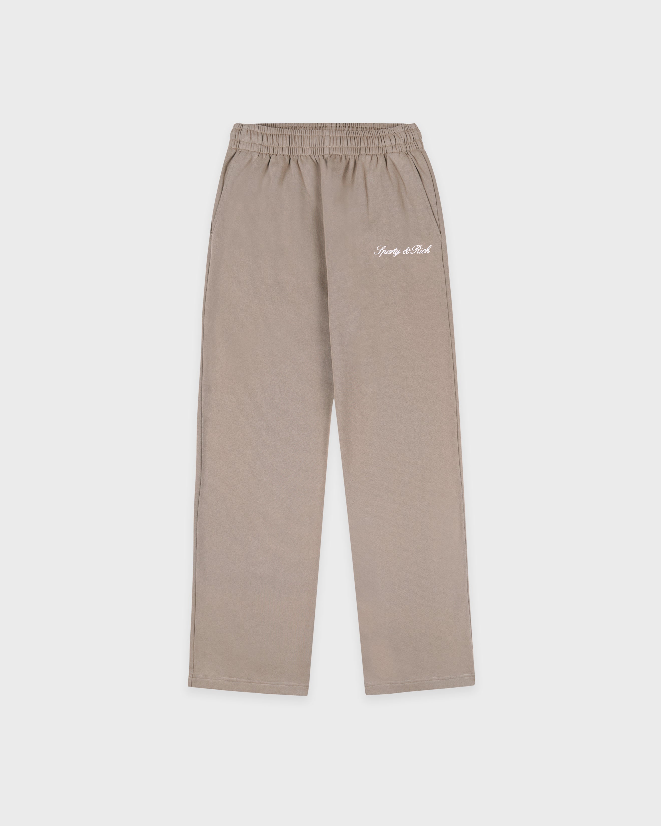 Signature Logo Embroidered Wide Sweatpant - Hazelnut/White