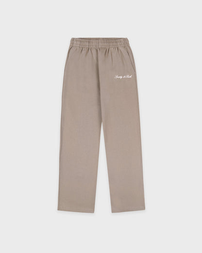 Signature Logo Embroidered Wide Sweatpant - Hazelnut/White