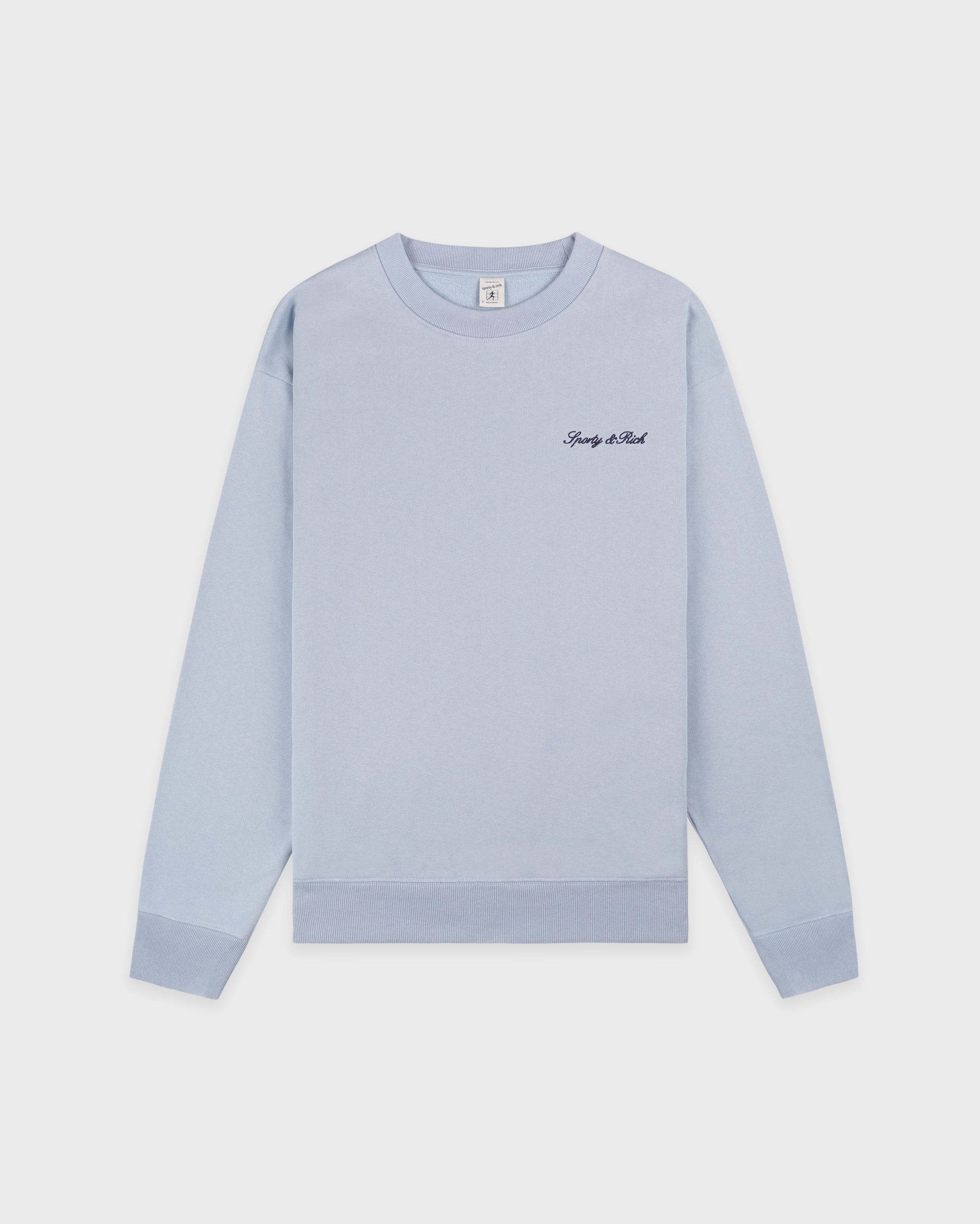 Signature Logo Embroidered Crewneck - Faded Blue/Navy