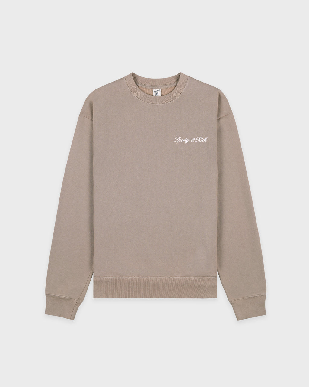 Signature Logo Embroidered Crewneck - Hazelnut/White
