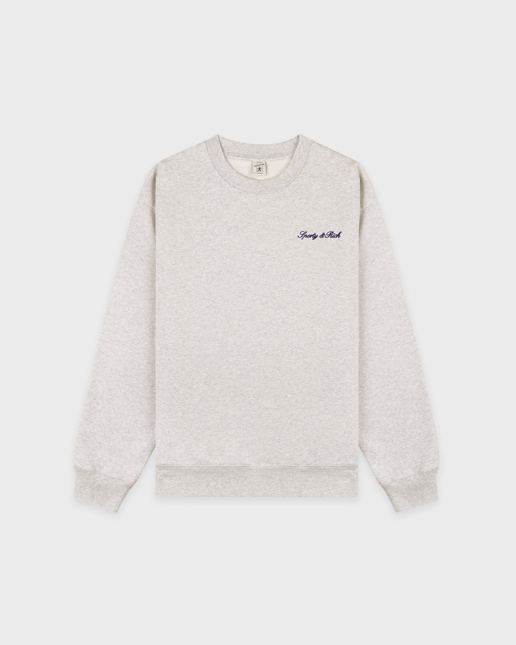 Signature Logo Embroidered Crewneck - Heather Gray/Navy
