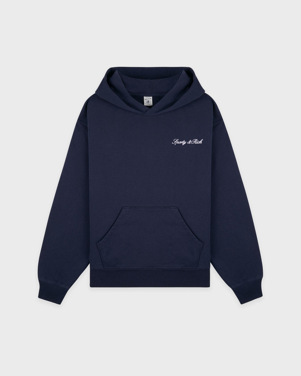 Signature Logo Embroidered Hoodie - Navy/White