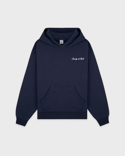 Signature Logo Embroidered Hoodie - Navy/White