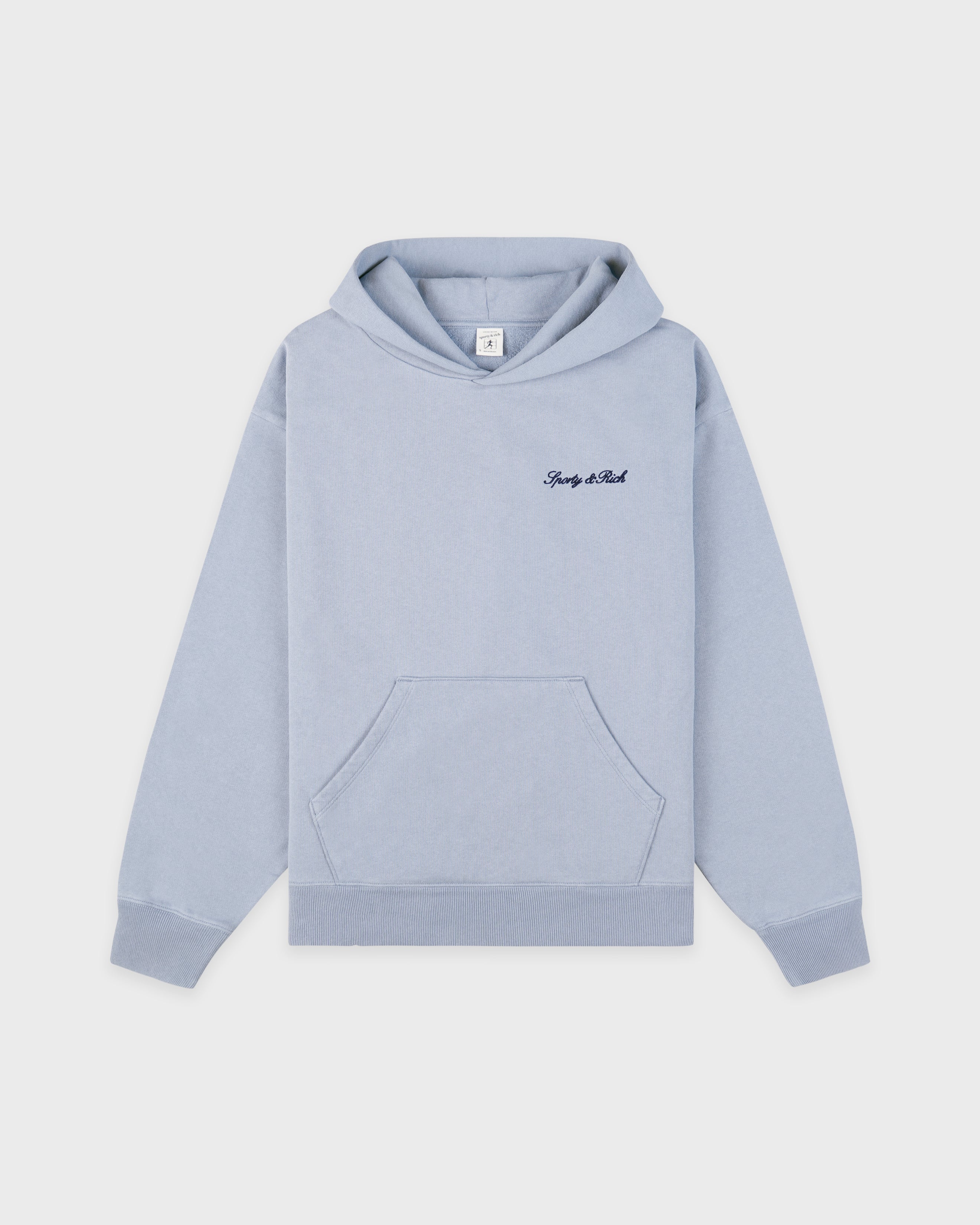 Signature Logo Embroidered Hoodie - Faded Blue/Navy