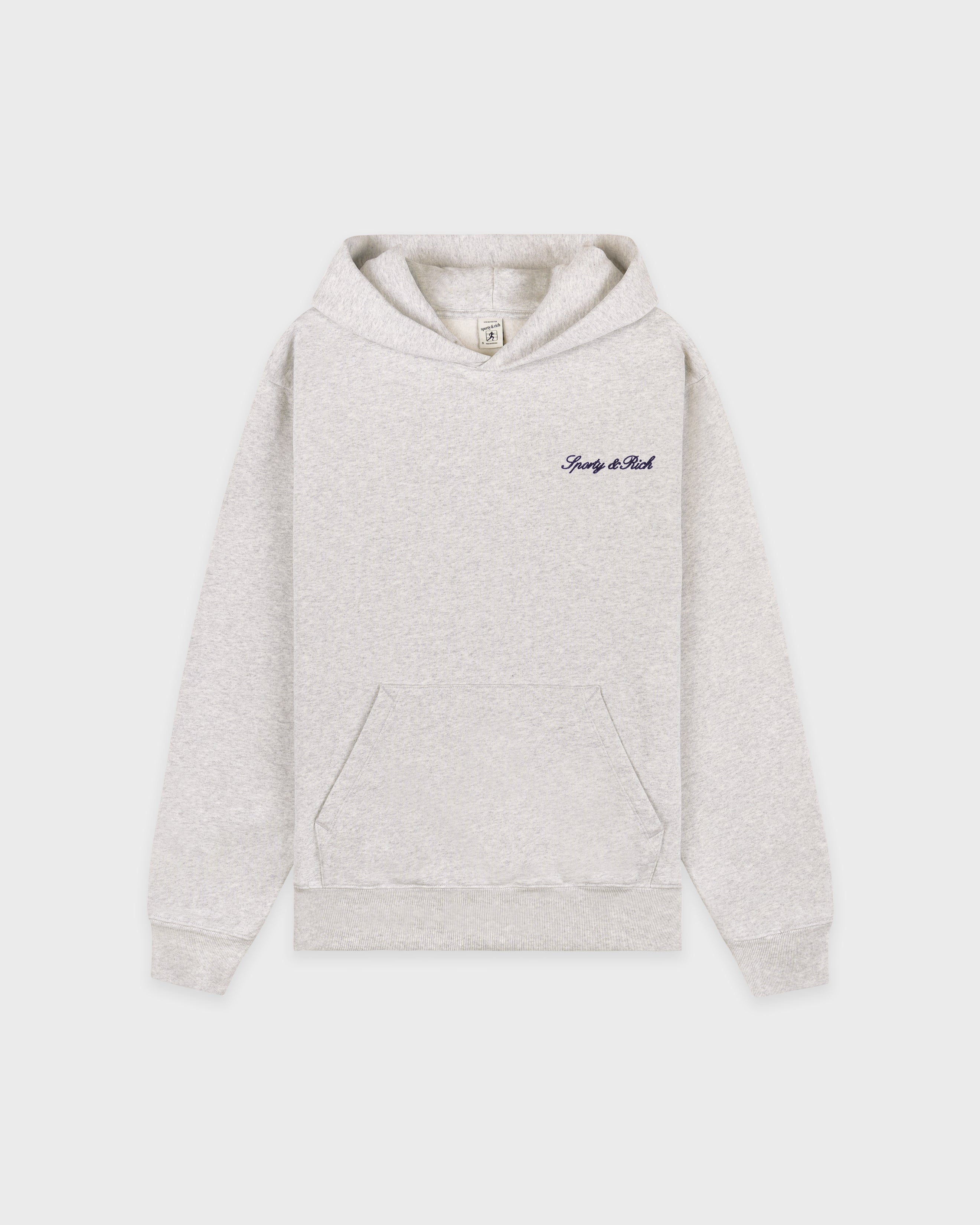 Signature Logo Embroidered Hoodie - Heather Gray/Navy
