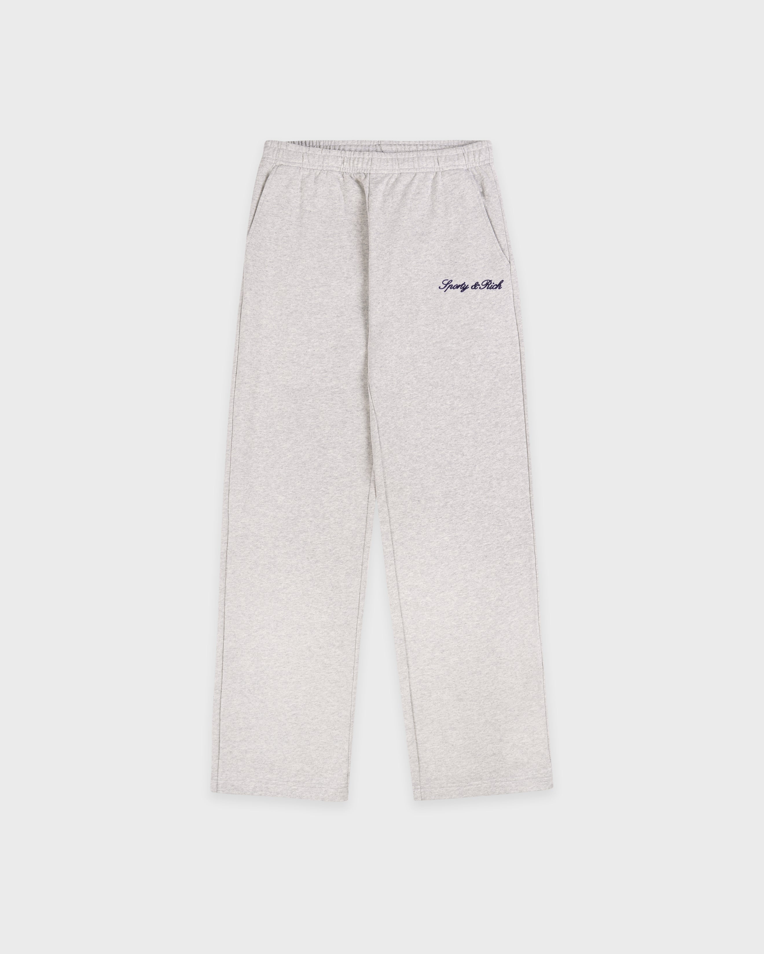 Signature Logo Embroidered Wide Sweatpant - Heather Gray/Navy