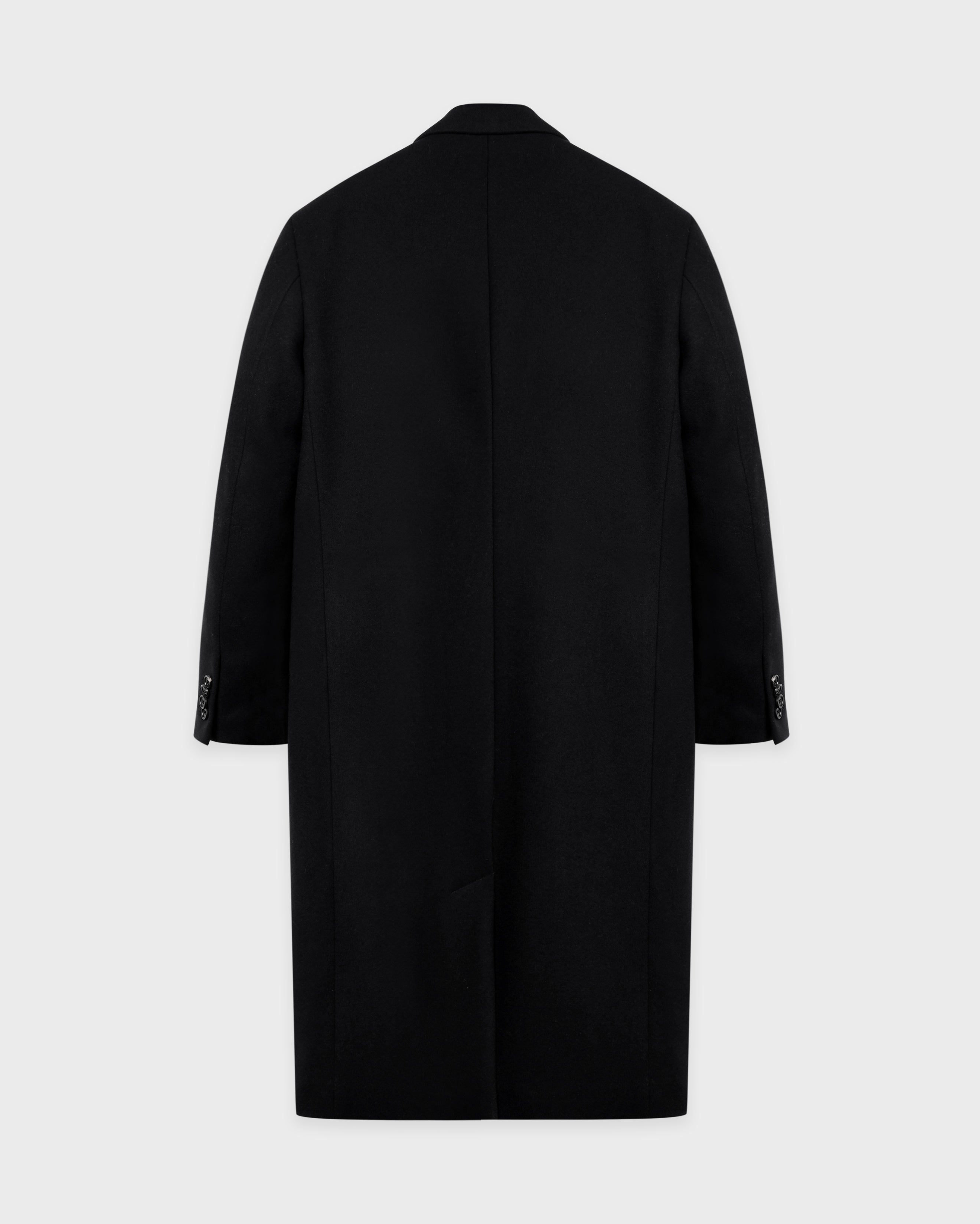 Signature Logo Wool Overcoat - Black