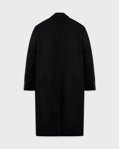 Signature Logo Wool Overcoat - Black