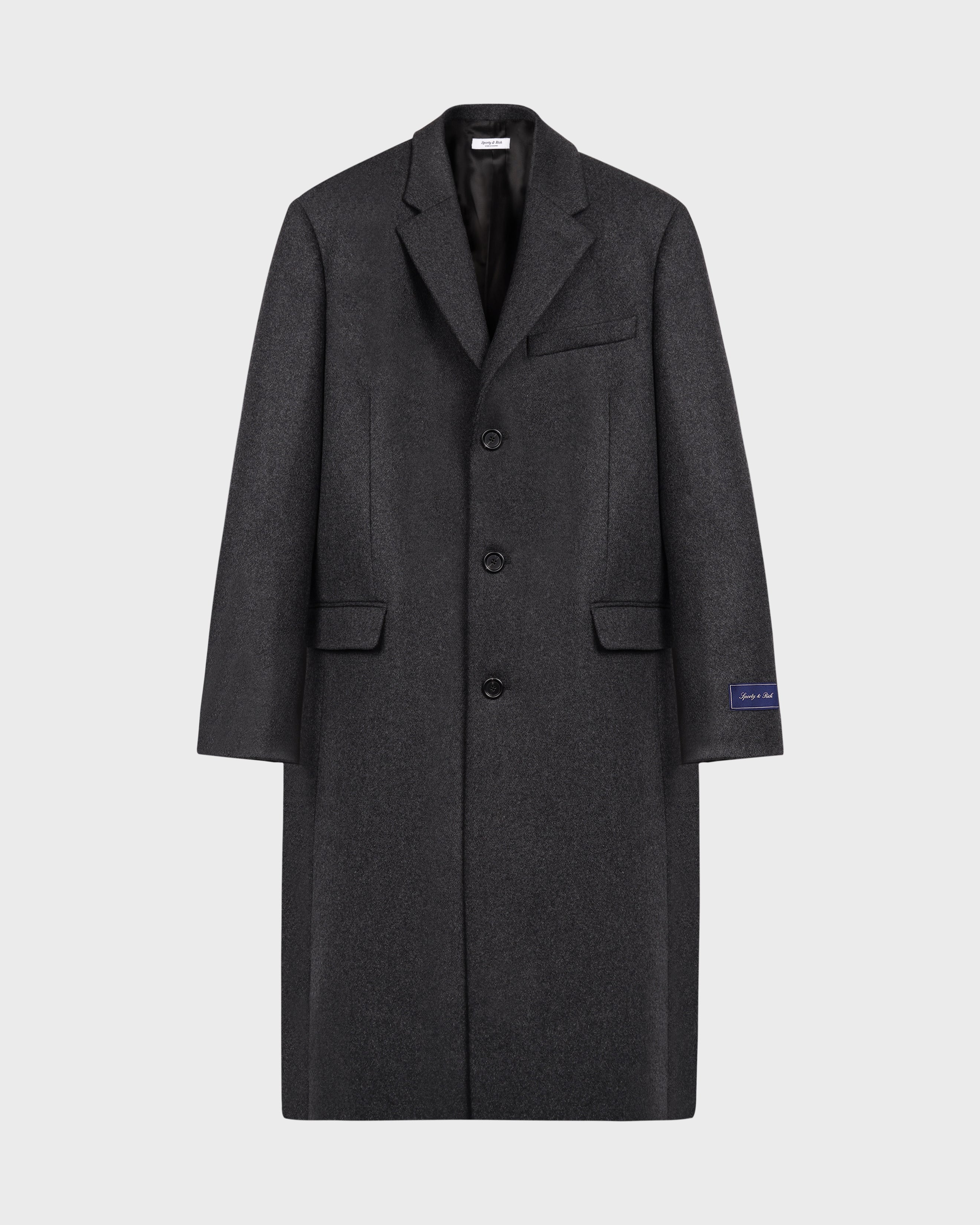 Signature Logo Wool Overcoat Men - Dark Gray