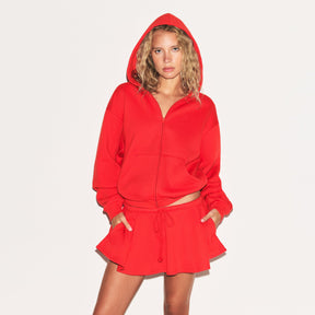 COTTON FLEECE MICRO SKIRT | RUBY