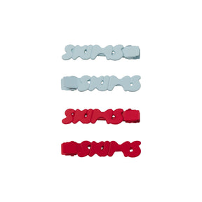 GETTING READY ACCESSORIES MATTE LOGO NO-CREASE HAIR CLIP 4-PACK | FROST AND CRANBERRY