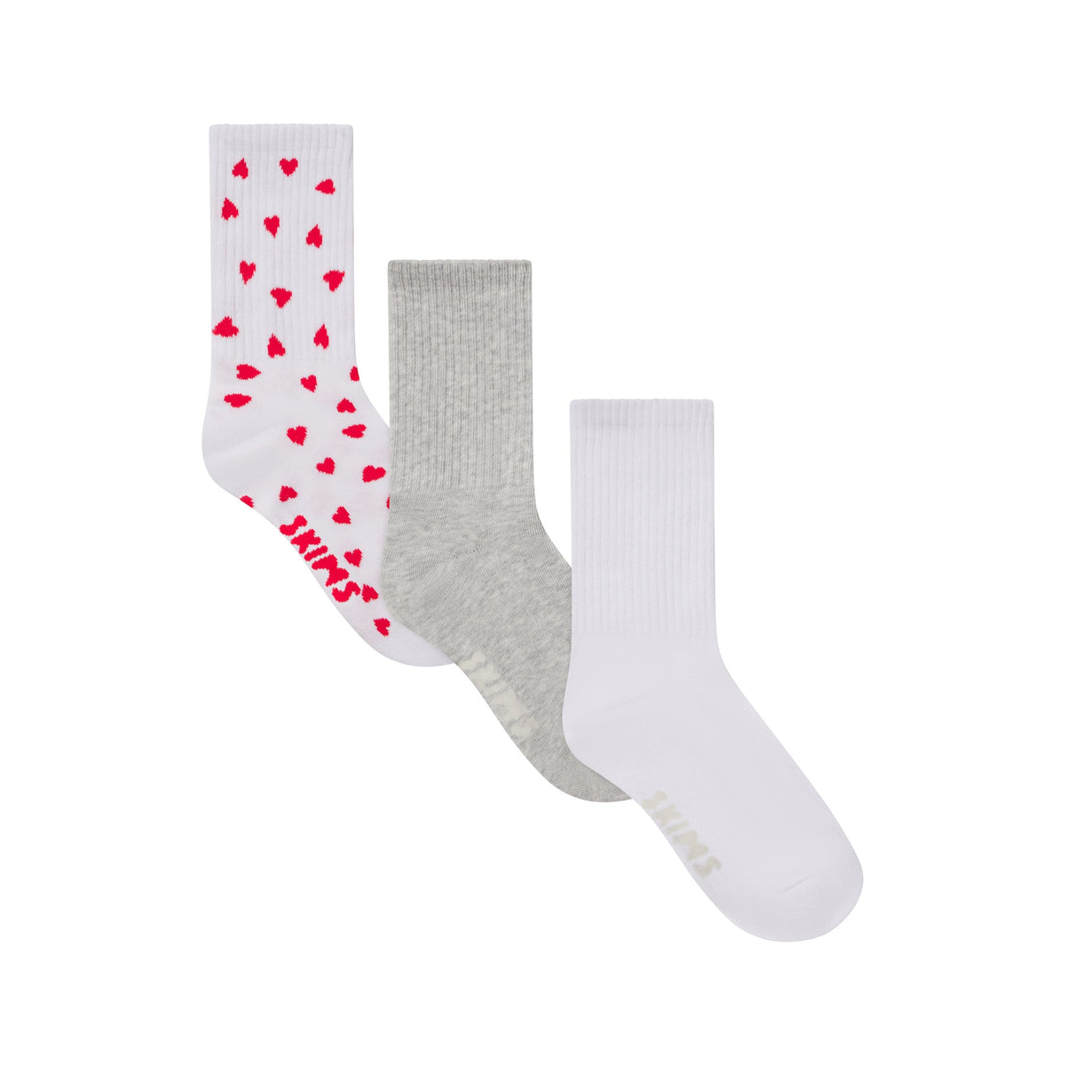 RIBBED CREW SOCK 3-PACK | RUBY HEART MULTI