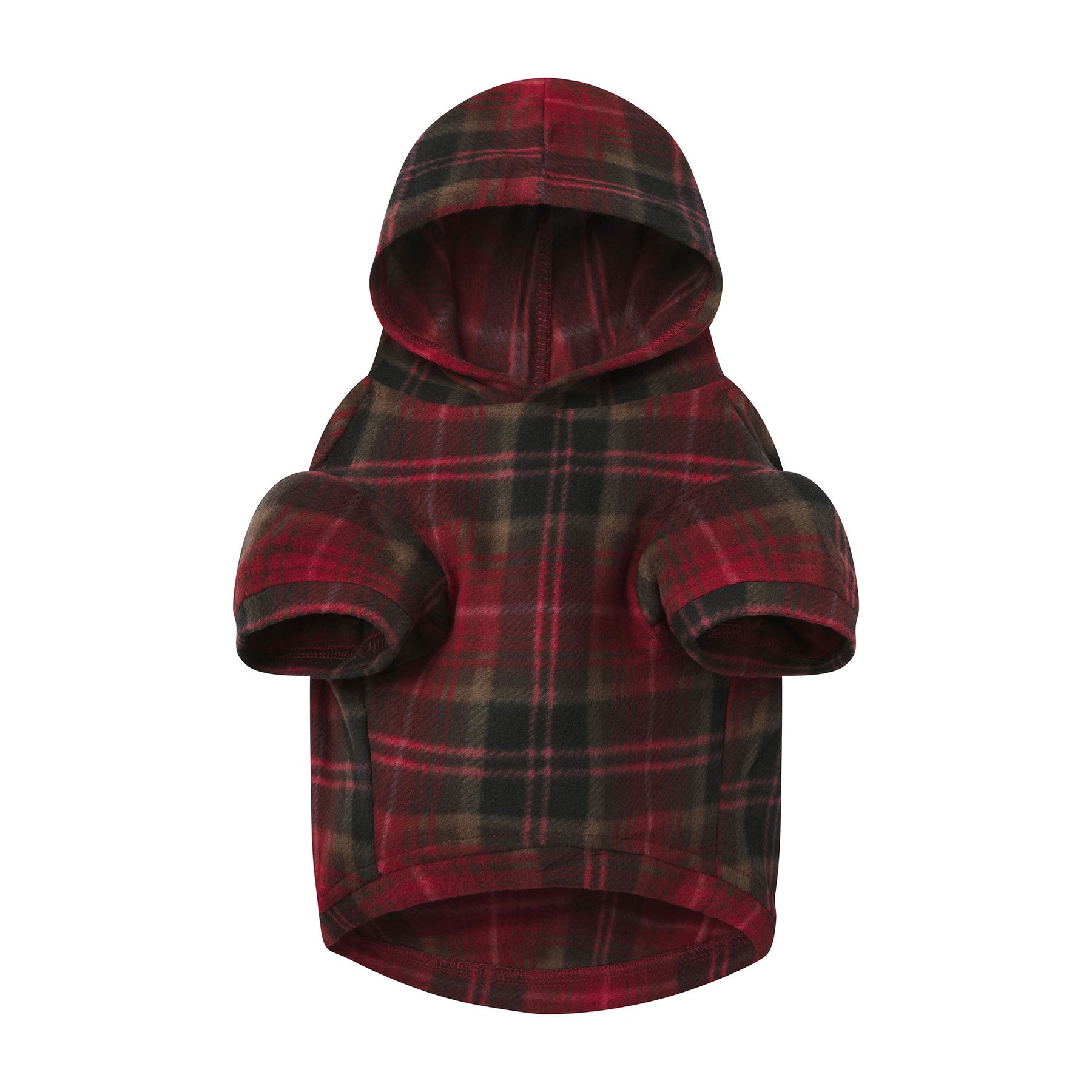 FLEECE SLEEP PET HOODIE | CRANBERRY PLAID